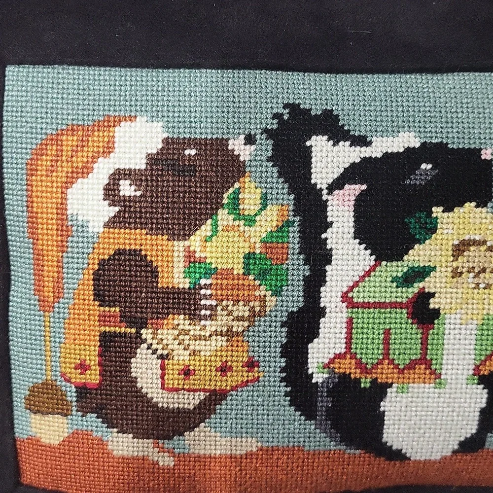 Melissa Shirley Thanksgiving Critters Decorative Cross Stich Pillow